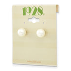 1928 Jewelry Gold-tone 8mm Ivory Imitation Pearl Post Stud Earrings