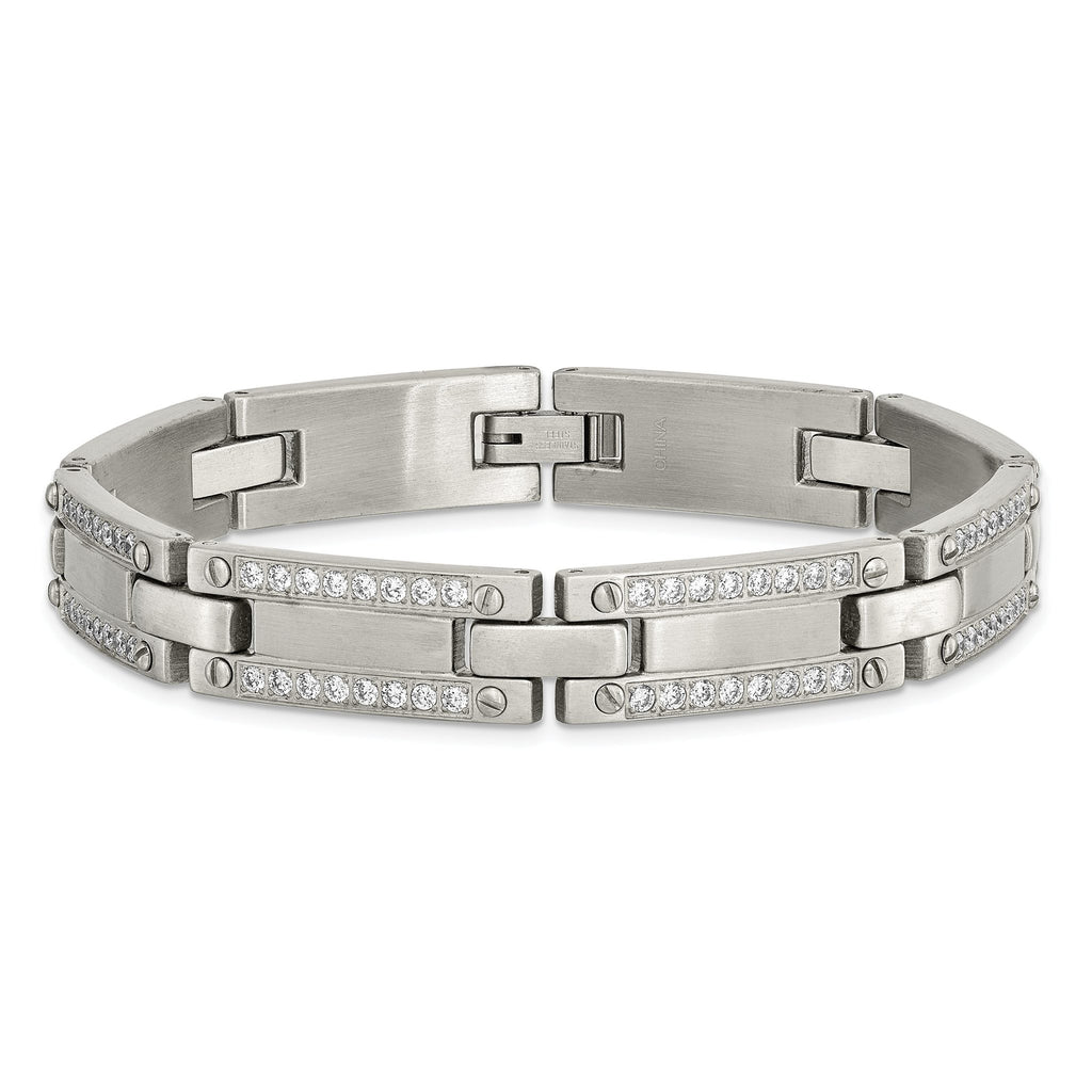 Stainless Steel Brushed with Cubic Zirconia Bracelet for Men