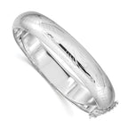 Sterling Silver 925 Hinged Bangle Bracelet with Rhodium Polished Finish