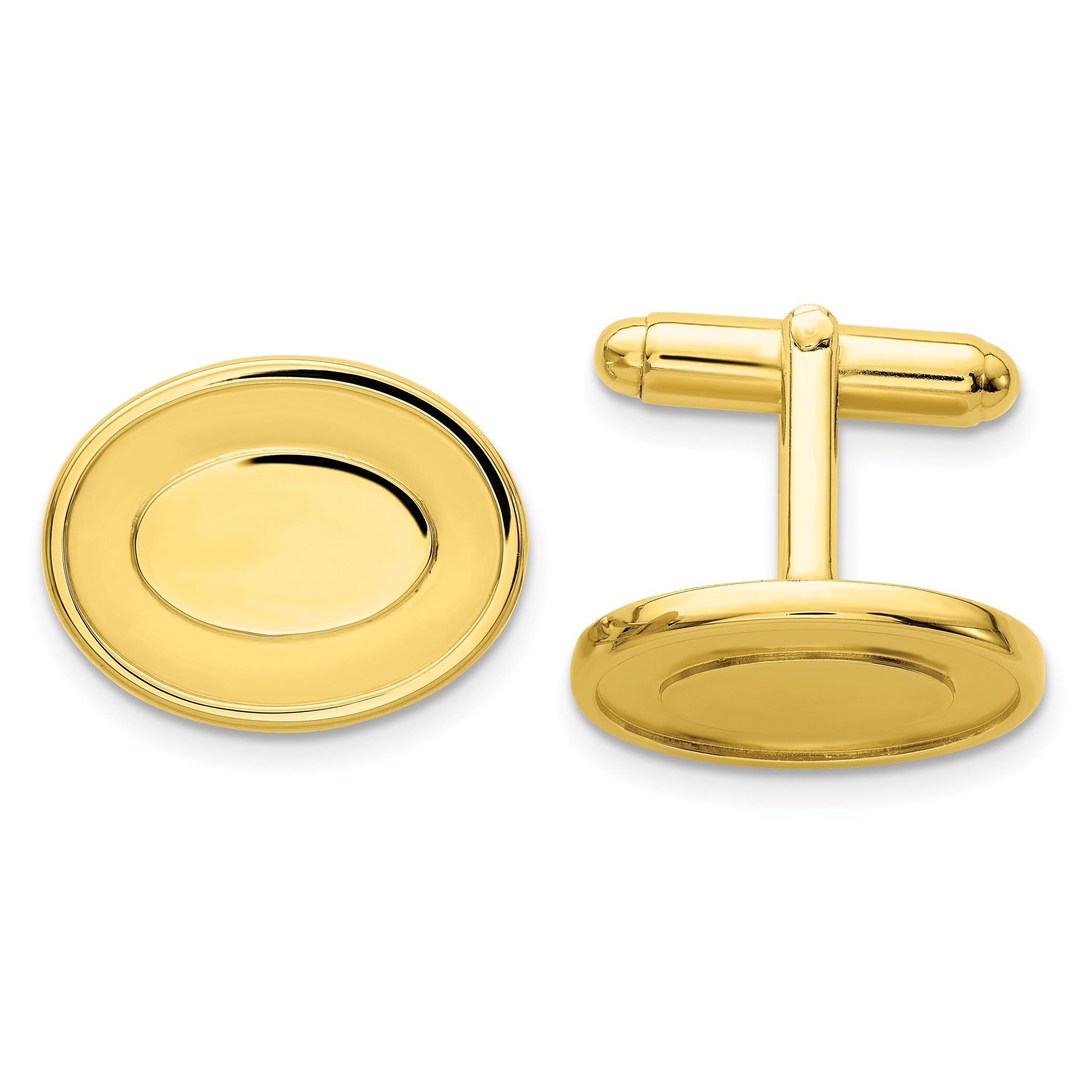 Gold-Tone Oval Engravable Cuff Links by Kelly Waters