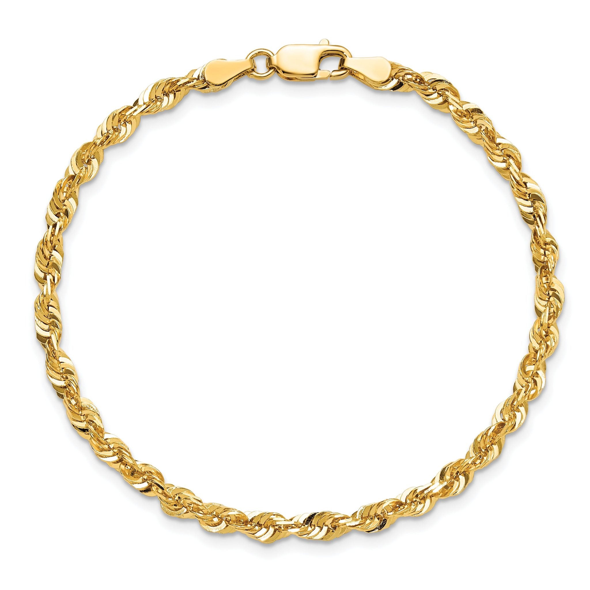 14K 7 inch 4mm Ultra Diamond-cut Rope with Lobster Clasp Chain