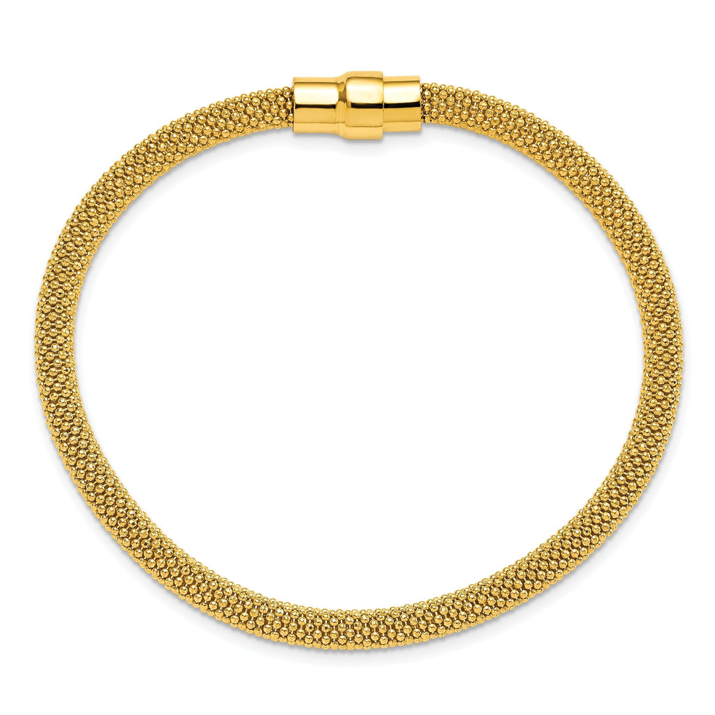Sterling Silver 18K Gold Flash-Plated Magnetic Bracelet Polished Elegance