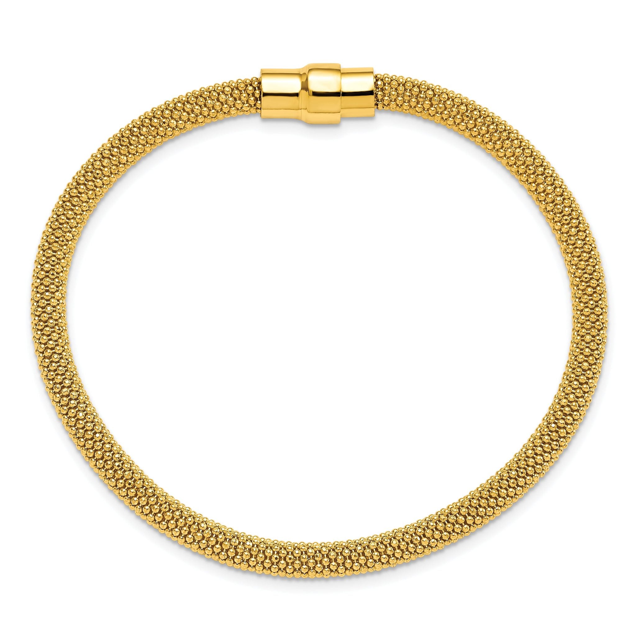 Sterling Silver 18K Gold Flash-Plated Magnetic Bracelet Polished Elegance