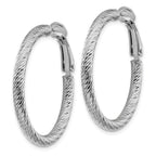 14K White Gold Diamond-Cut Hoop Earrings with Omega Back Closure