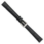 Alligator-Grain Leather Watch Band, Black Matte, 19mm