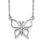 14K White Gold Butterfly Necklace with Rhodium Polished Finish  Elegant Women's Jewelry