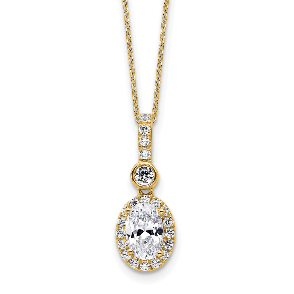 Lab-Grown Diamond Halo Necklace in 14K Yellow Gold, 457mm (2 ct. tw.) - Sophia Jewelers