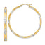 14K White Rhodium Polished Satin Diamond-cut Fancy Hoop Earrings