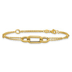 14K Polished Fancy Two-Strand Link Bracelet