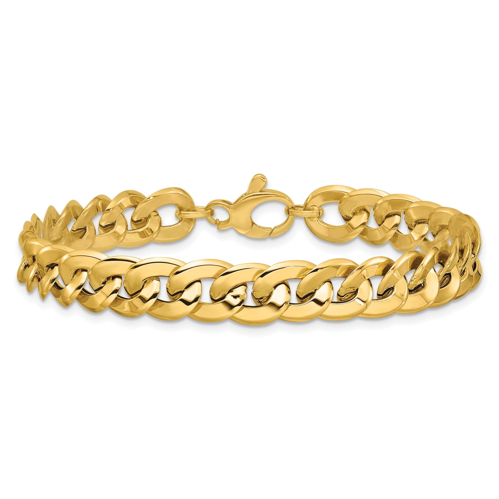 14K Polished Fancy Curb Link Bracelet