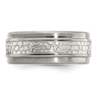 Sophia Jewelers Titanium & Sterling Silver Two-Tone Engravable Wedding Band