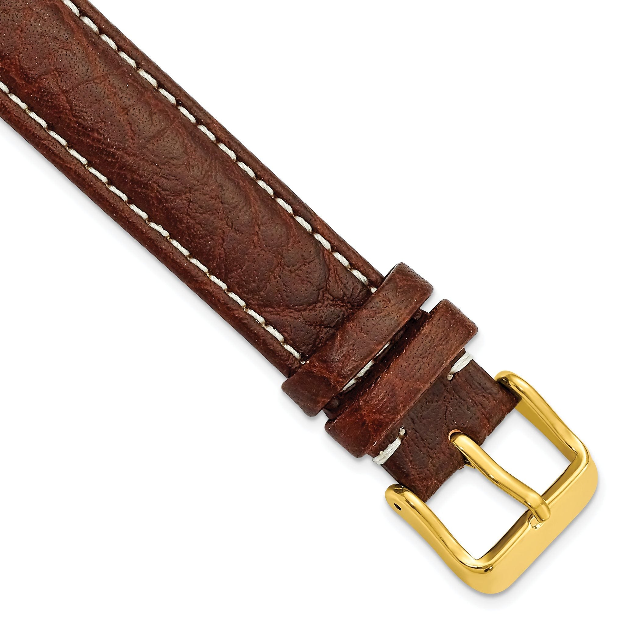 Sport Watch Band in Dark Brown Leather, 14mm