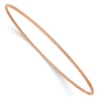 14K Rose Gold Textured Bangle Bracelet with Polished Finish EffortleSterling Silver Elegance for Women