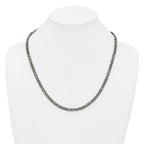 Sterling Silver Black Ruthenium-plated Brushed Fancy Curb Chain Mens 22 inch Necklace