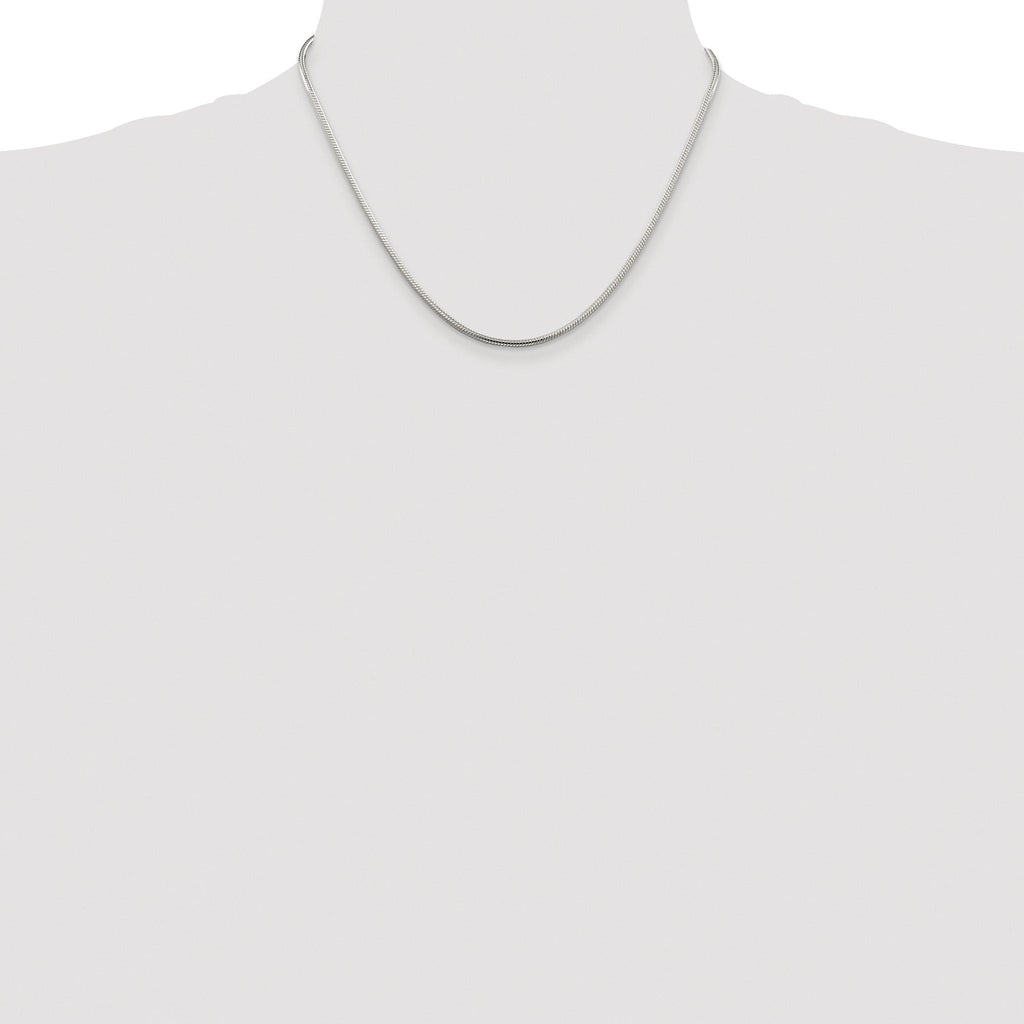Polished Snake Chain Necklace in Sterling Silver, 2mm