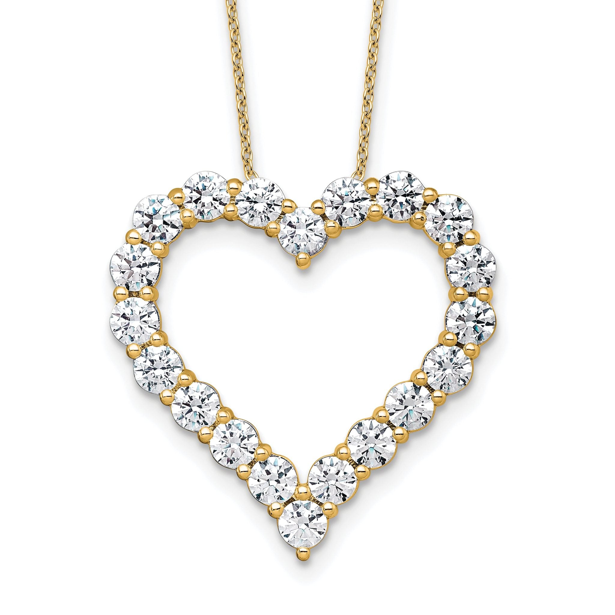 14k 4 carat Lab Grown Diamond VS+ F+ Complete 18 inch Heart Pendant Necklace