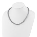 Sterling Silver Rhodium-plated 7-8mm Grey Near-Round Freshwater Cultured Pearl 7.25 inch Bracelet