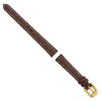 Sport Watch Band in Dark Brown Leather, 14mm