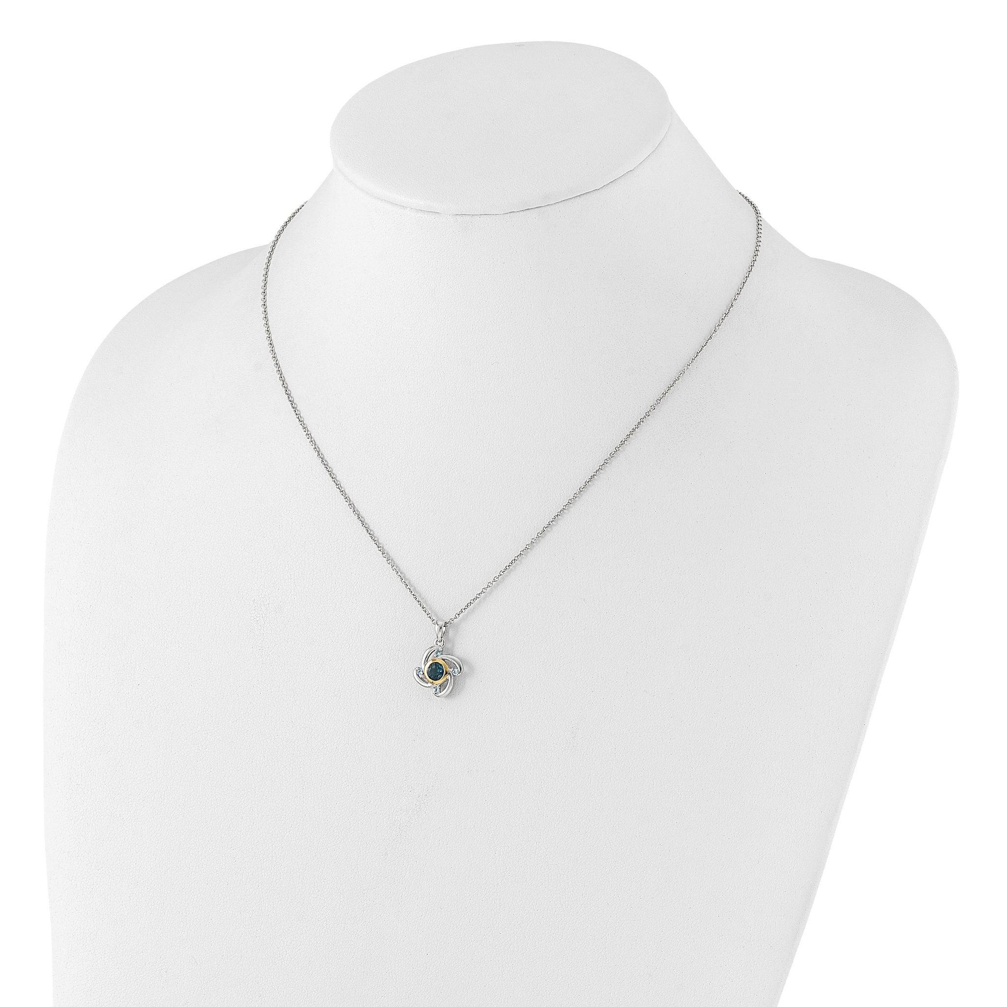Shey Couture Sterling Silver Rhodium-Plated with 14K Accent .51London Blue Topaz / .08SwiSterling Silver Blue Topaz 18 inch Necklace