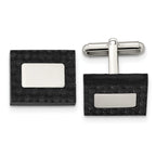 Carbon Fiber Square Cufflinks in Stainless Steel