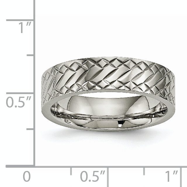 Polished & Textured Wedding Band in Titanium, 6mm