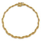 14K Polished/Textured and Diamond-cut Twisted  Bracelet