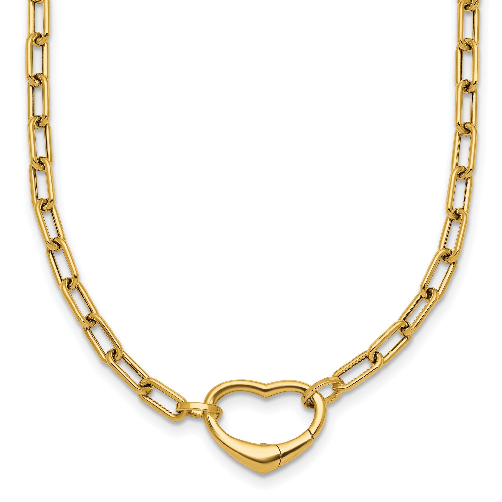 14k Polished Oval Link with Heart Clasp 18 inch Necklace able to Convert to Bracelet Main image