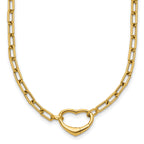 14k Polished Oval Link with Heart Clasp 18 inch Necklace able to Convert to Bracelet