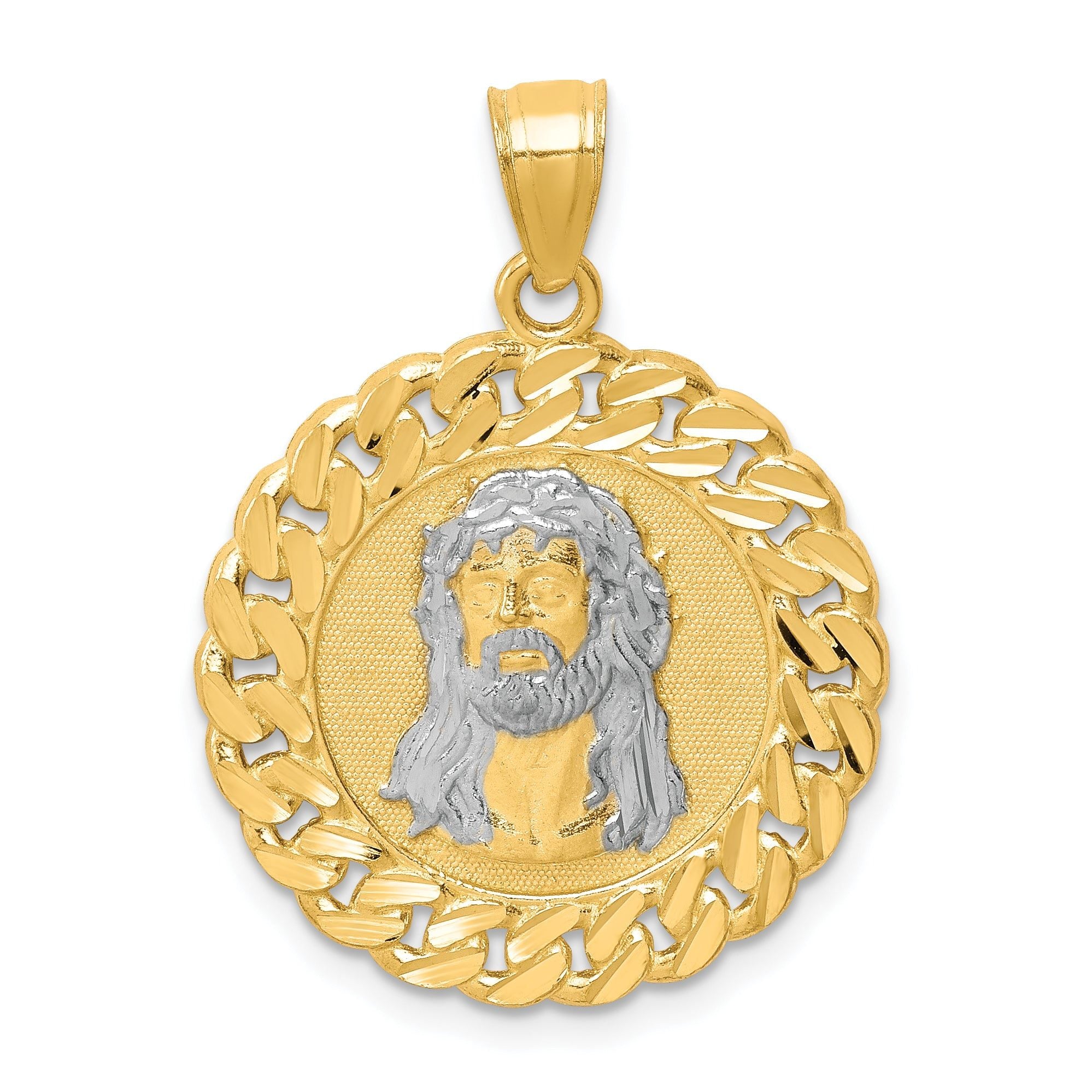 10K D/C w/Rhodium Jesus Face Pendant Main image