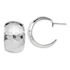 Sophia Jewelers Sterling Silver Hammered C-Hoop Earrings Polished Rhodium Finish