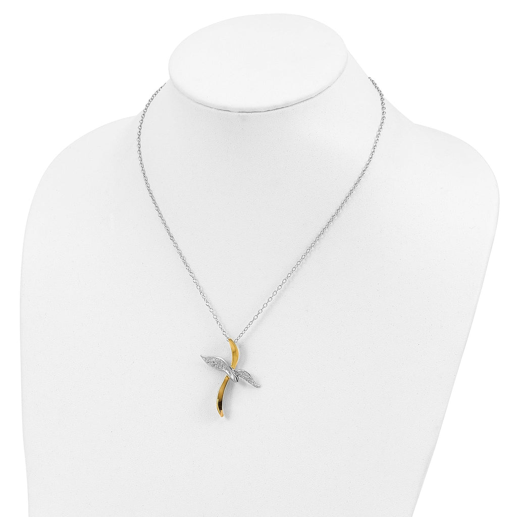 Sentimental Expressions Sterling Silver Gold-tone Faith In Flight 22in Necklace