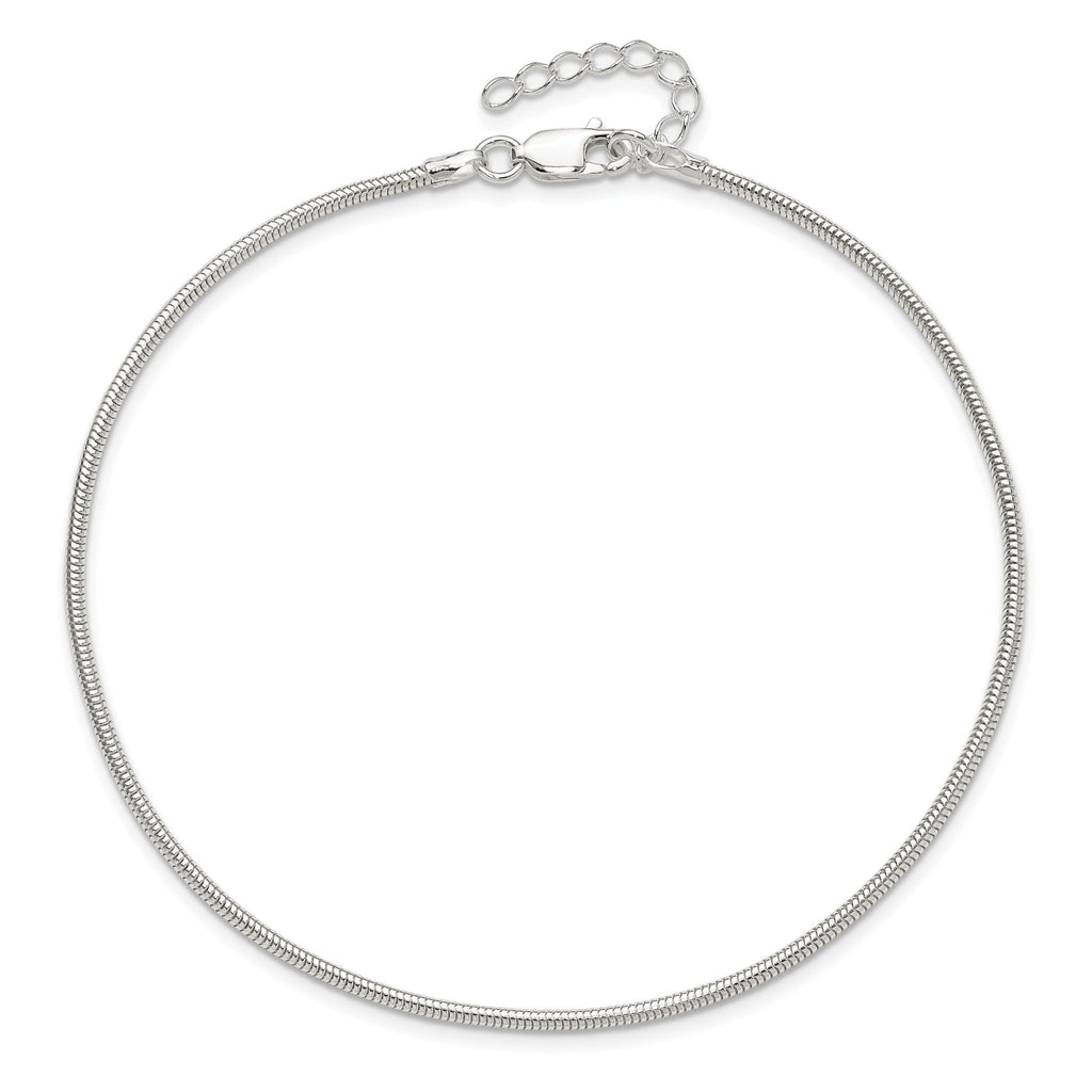 Snake Chain Anklet in Sterling Silver, 1.5mm