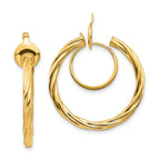 14K Gold Twisted Non-Pierced Hoop Earrings Polished Nickel-Free Hollow Design