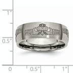 Titanium Claddagh Wedding Band with Laser Design and Engraving Option