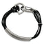 Stainless Steel Polished 3 Steel Tube with Black Wax Cord Bracelet