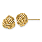 14K Gold Polished Triple Knot Love Knot Earrings for Women