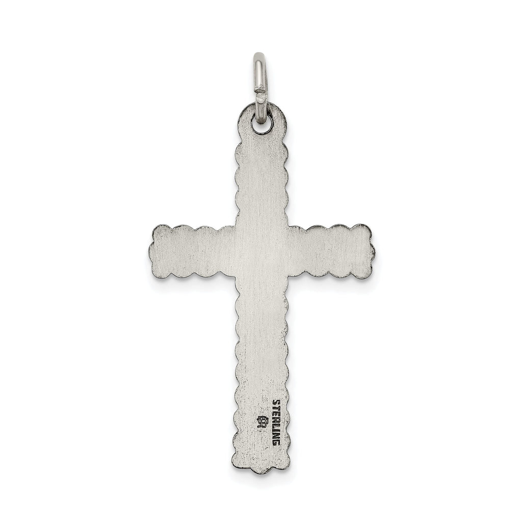 Sterling Silver 925 Latin Cross Pendant with Antiqued Brushed Finish