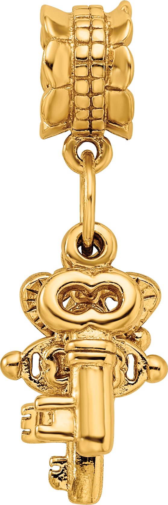 Sterling Silver Gold-Plated Dangle Bead with Three Keys Charm Polished Finish
