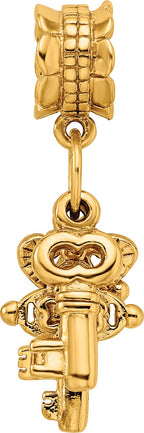 Sterling Silver Gold-Plated Dangle Bead with Three Keys Charm Polished Finish
