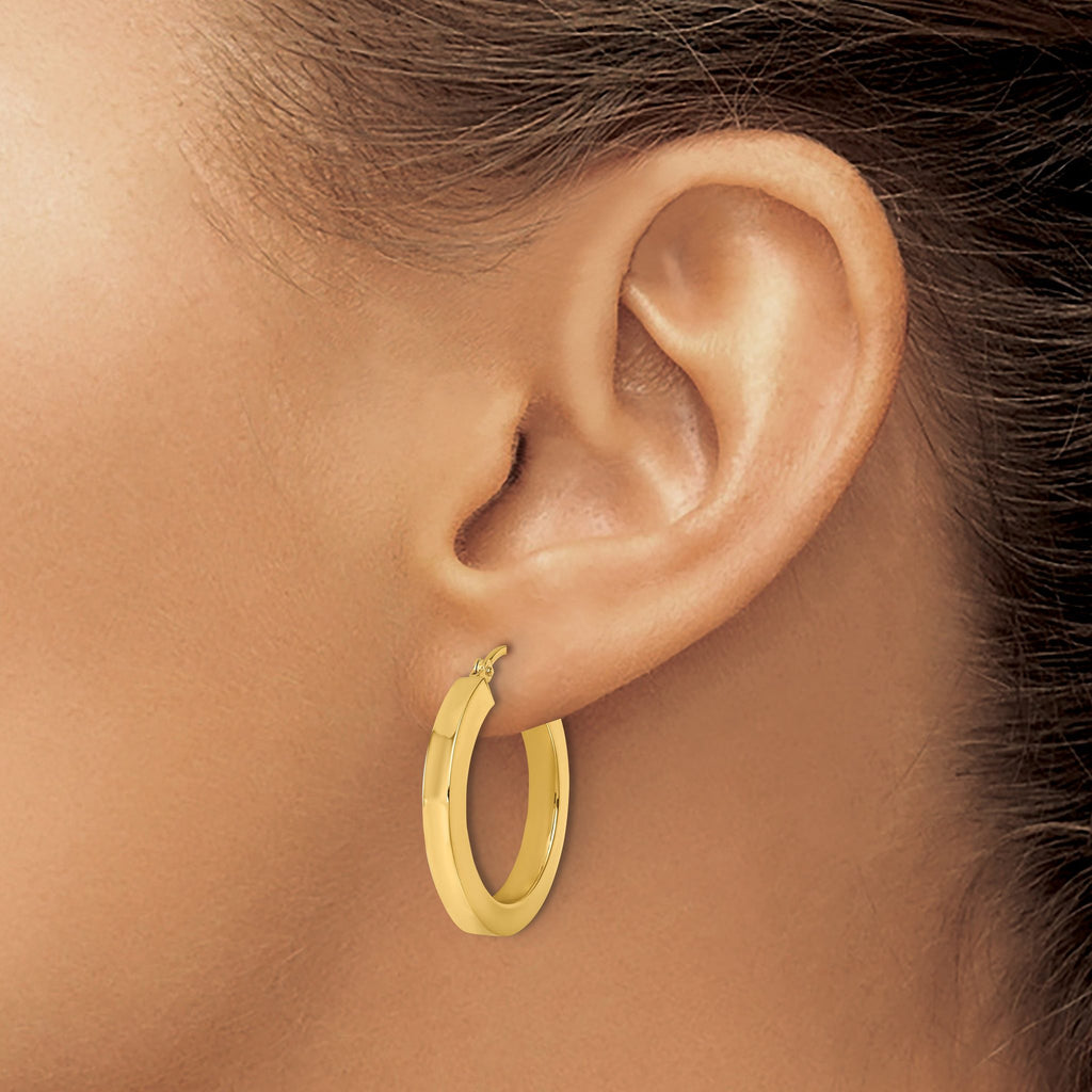 14k 3mm Polished Square Hoop Earrings