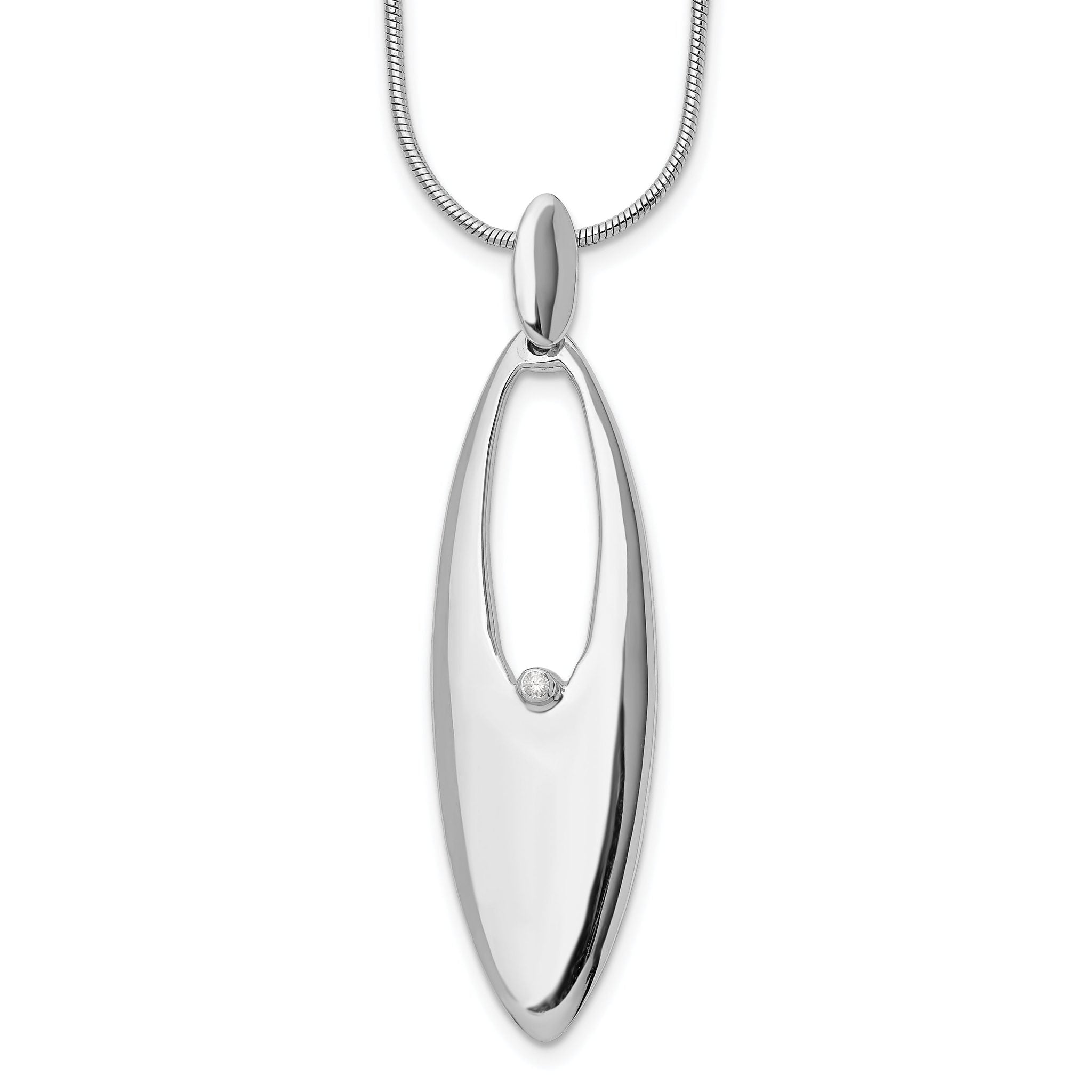 Sophia Jewelers Sterling Silver Diamond Necklace with Extender, Polished Elegance Main image