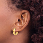 14K Polished and Diamond-cut Huggie Hoop Earrings