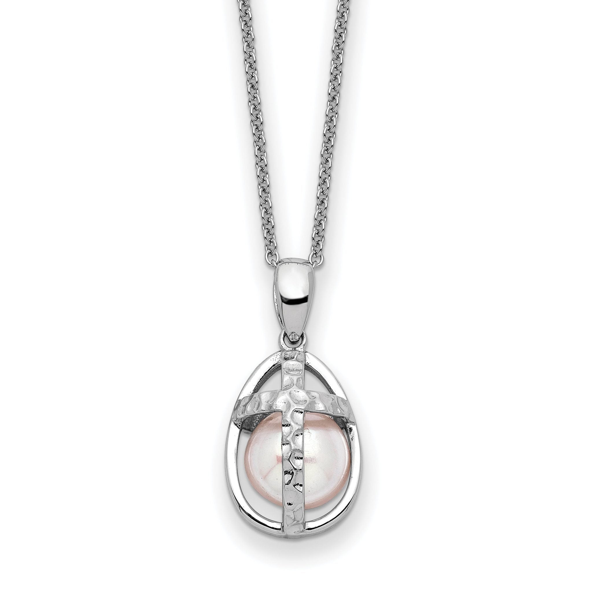 Sentimental Expressions Sterling Silver Rhodium-Rhodium-Plated FWC Pearl Commitment 18in Necklace Main image