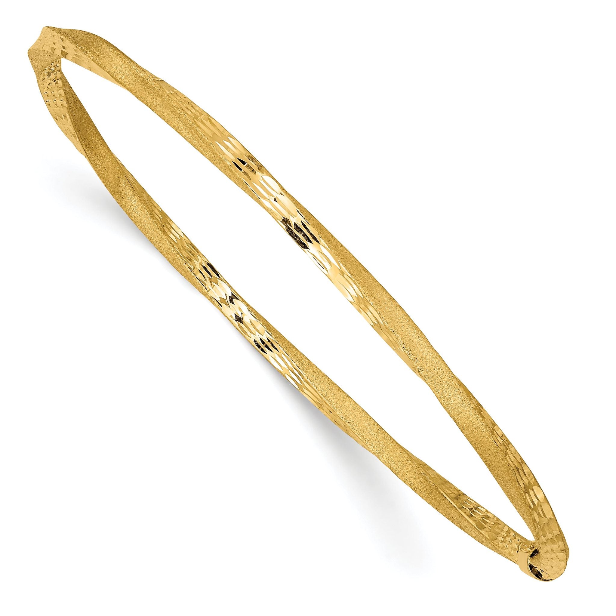 14K Gold Satin Diamond-Cut Twist Bangle for Women by Sophia Jewelers Main image