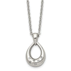 CZ Teardrop Necklace in Stainless Steel