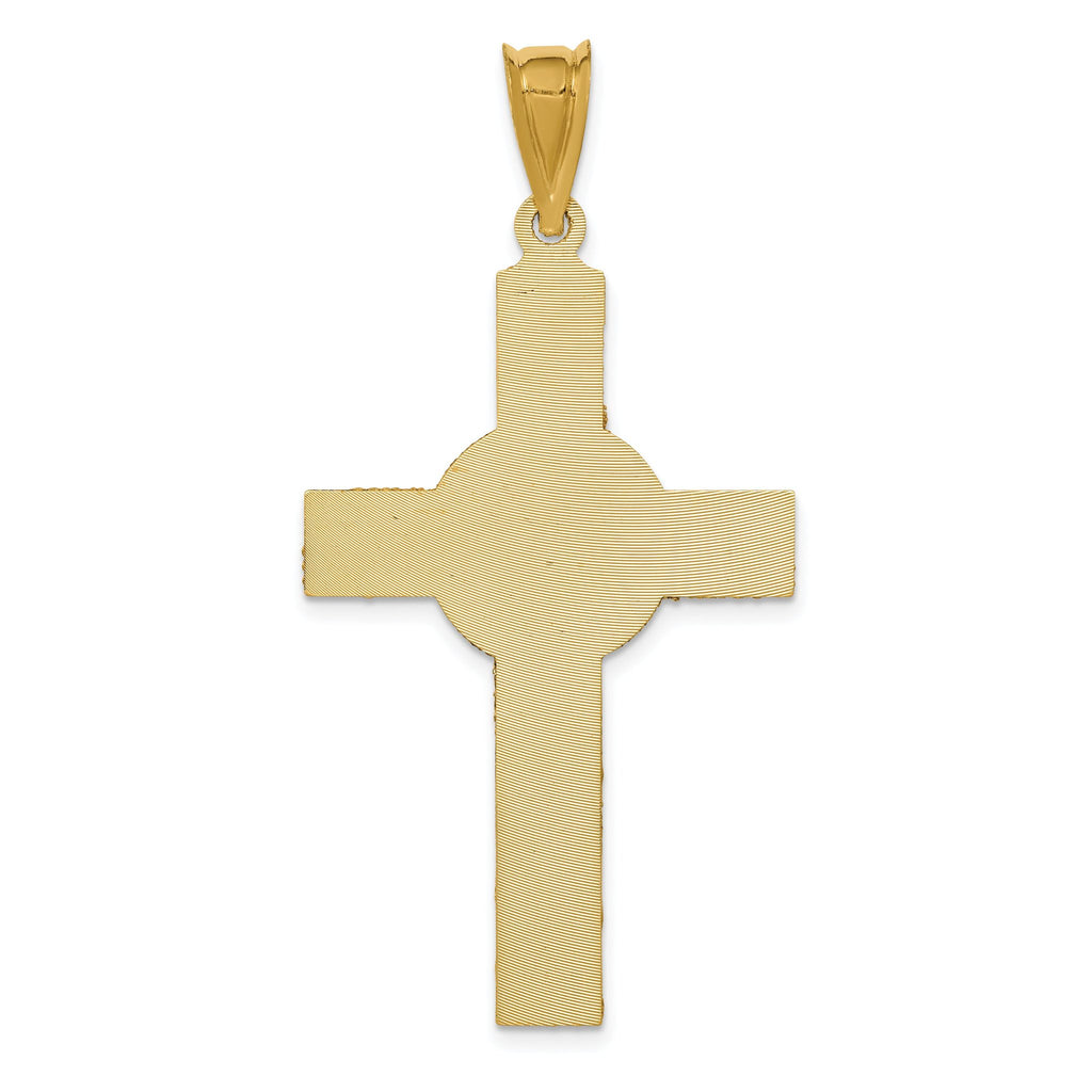 14K Two-Tone Gold Iona Crucifix Pendant with Rose and White Rhodium