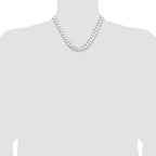 Sterling Silver Rhodium-plated 11.9mm Concave Beveled Curb Chain