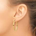 14K Gold Polished XL Hoop Earrings for Women Hollow 3mm Tubing Design