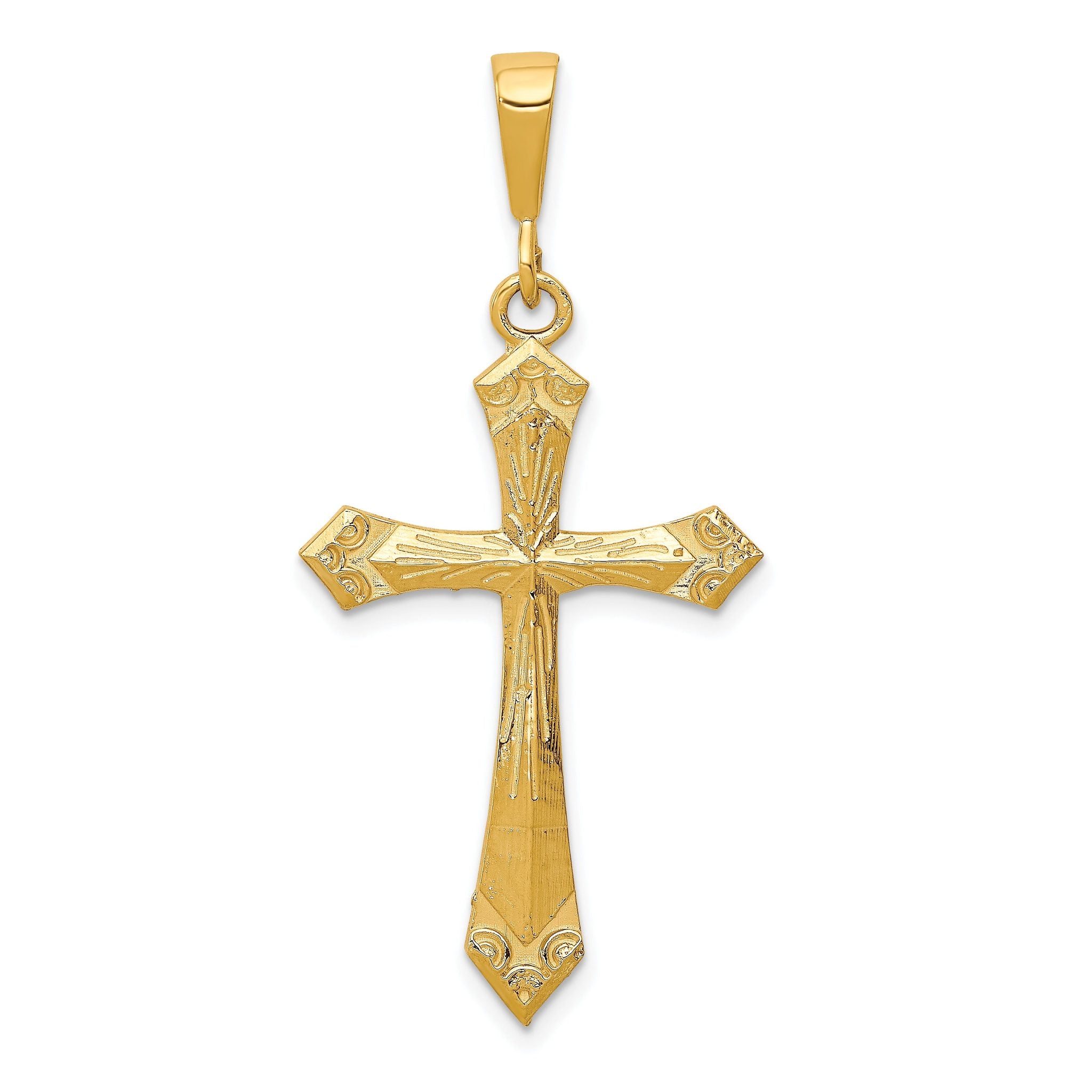 10K Solid Gold Polished Cross Charm Pendant 40mm Yellow Gold Main image