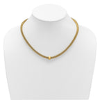 14K Polished and Brushed Bead Popcorn Mesh Necklace